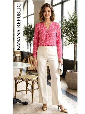 (3 for $30) BANANA REPUBLIC - stunning fuchsia pink print blouse